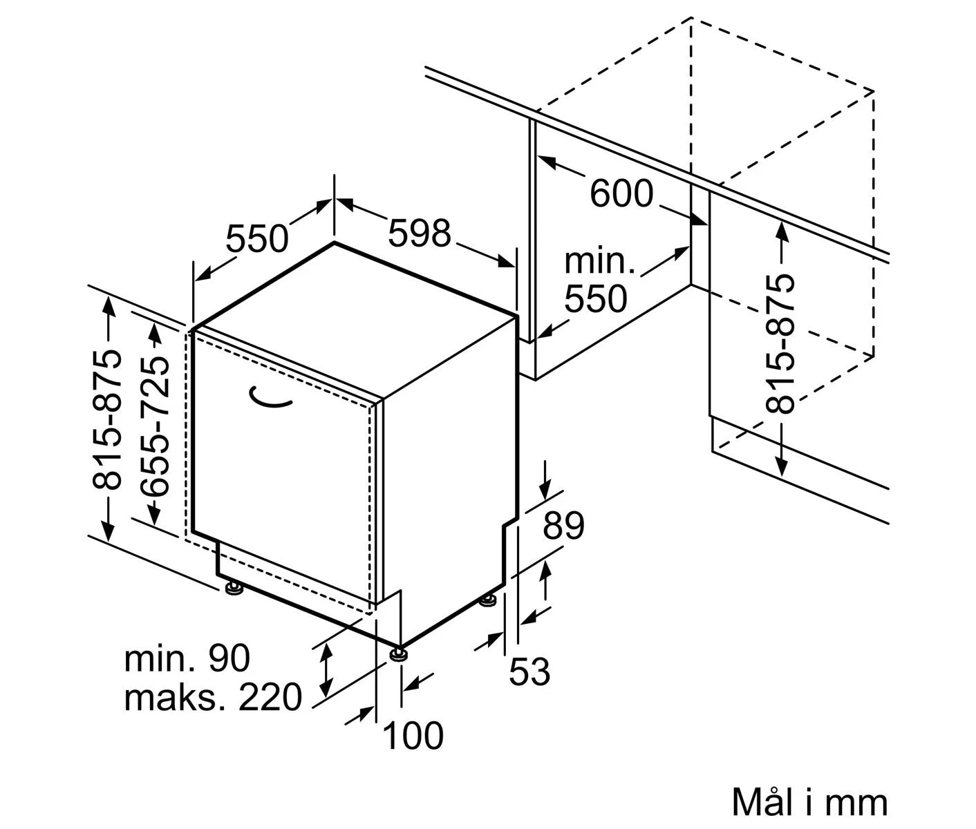 Siemens integrerbar opvaskemaskine SN63HX02ME - D18743