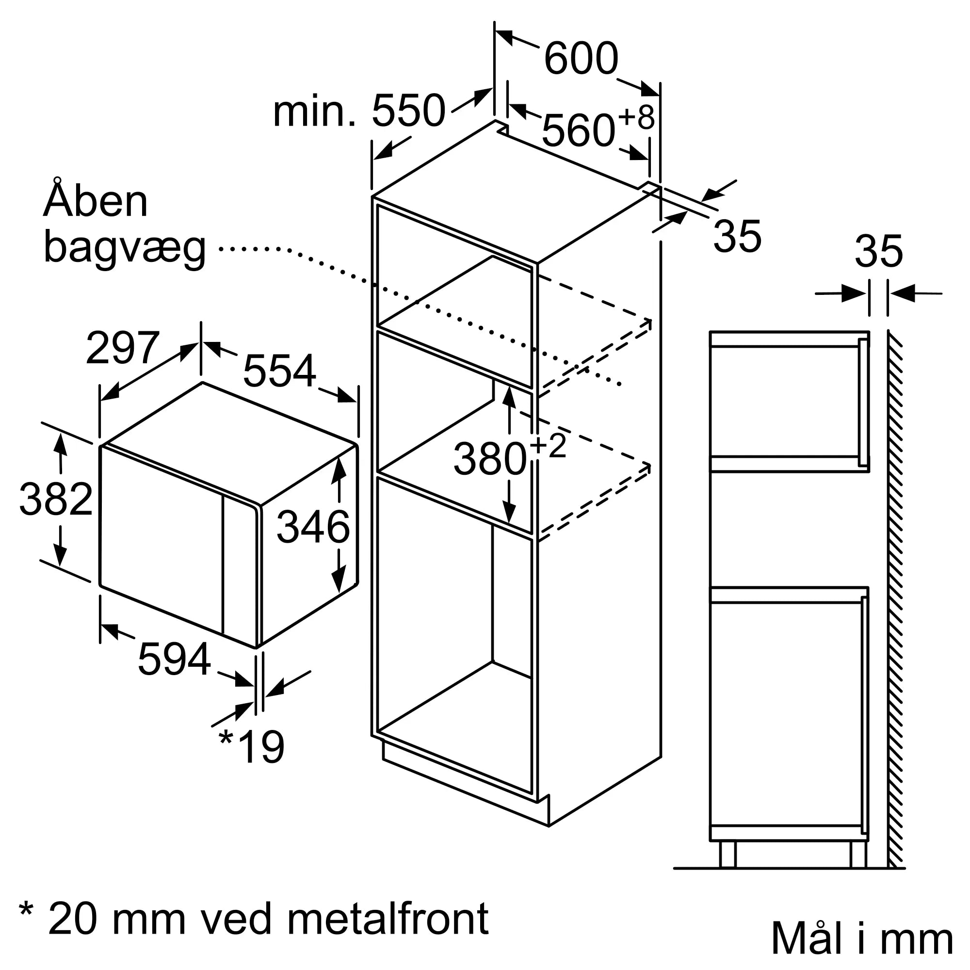 Siemens iQ500 indbygnings mikroovn BF425LMB0 - D18524