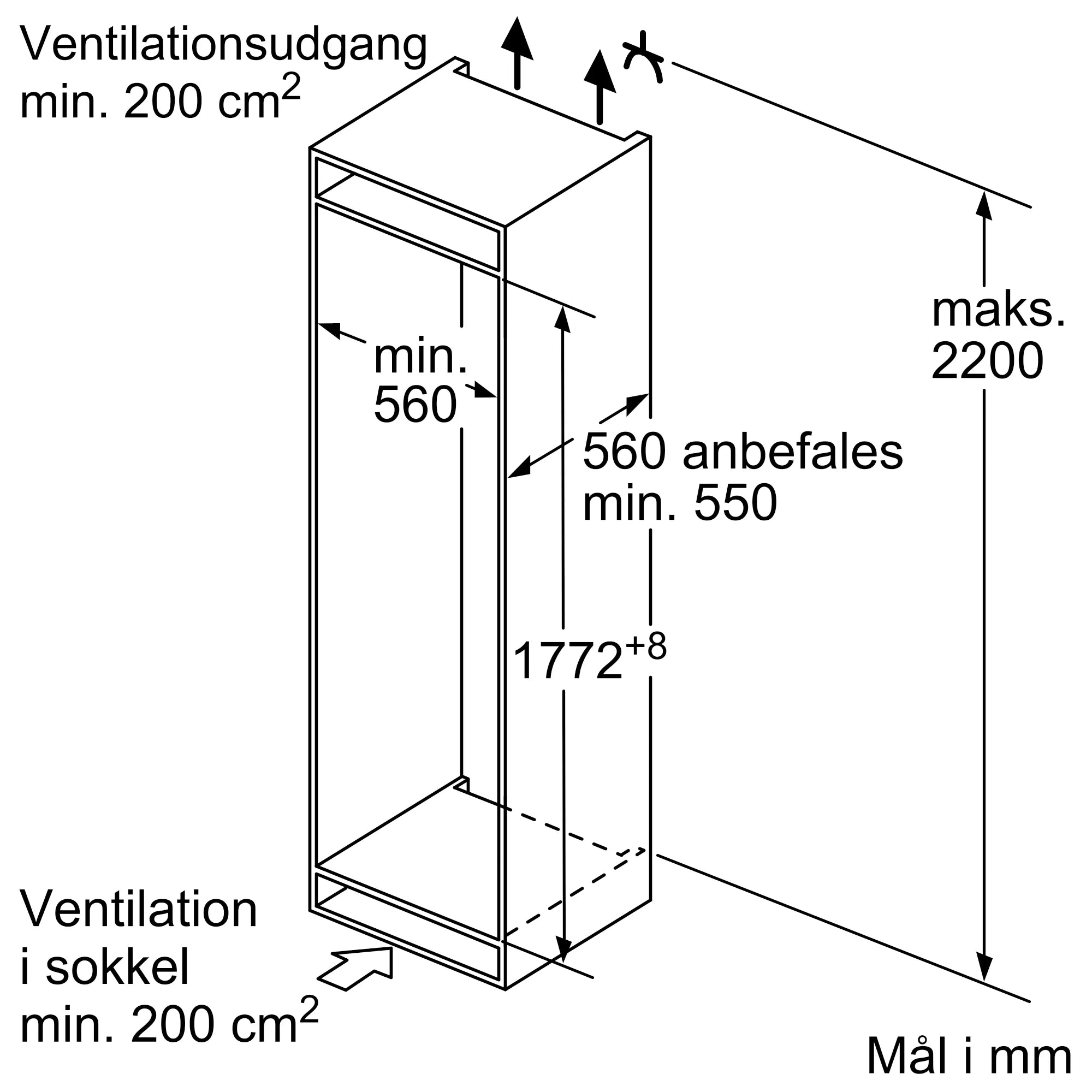 Siemens integrerbar køle/fryseskab KI87VNSF0 - D18186