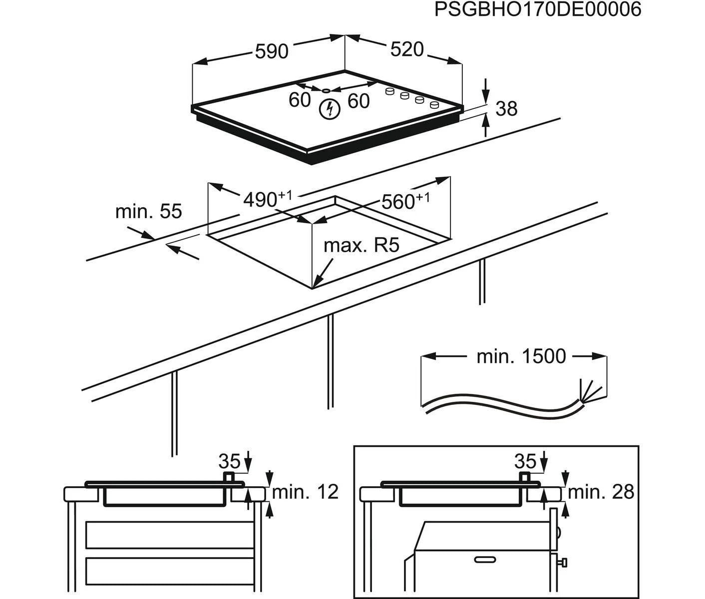 Zanussi keramisk kogeplade ZHRN640K - D17164