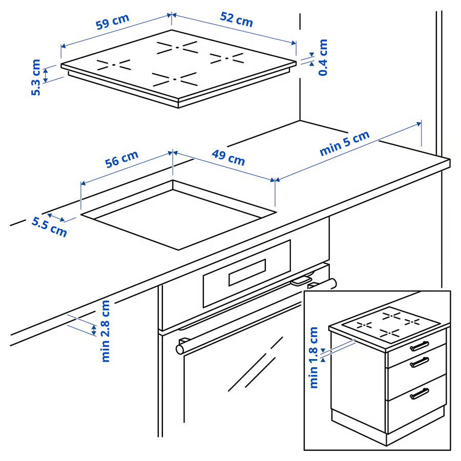 IKEA induktionskogeplade VILSTA  64B4A00AA - D19244